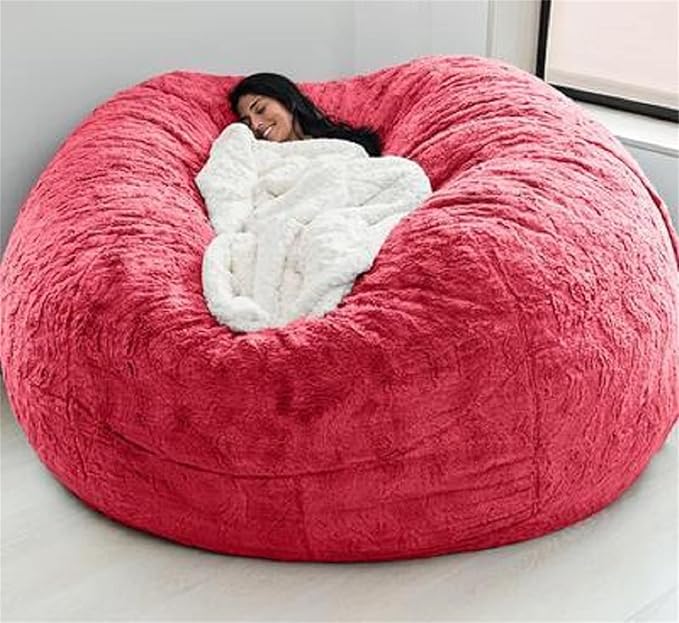 Giant Fur Bean Bag Chair Cover for Kids Adults, Living Room Furniture Big Round by LLPCKPB
