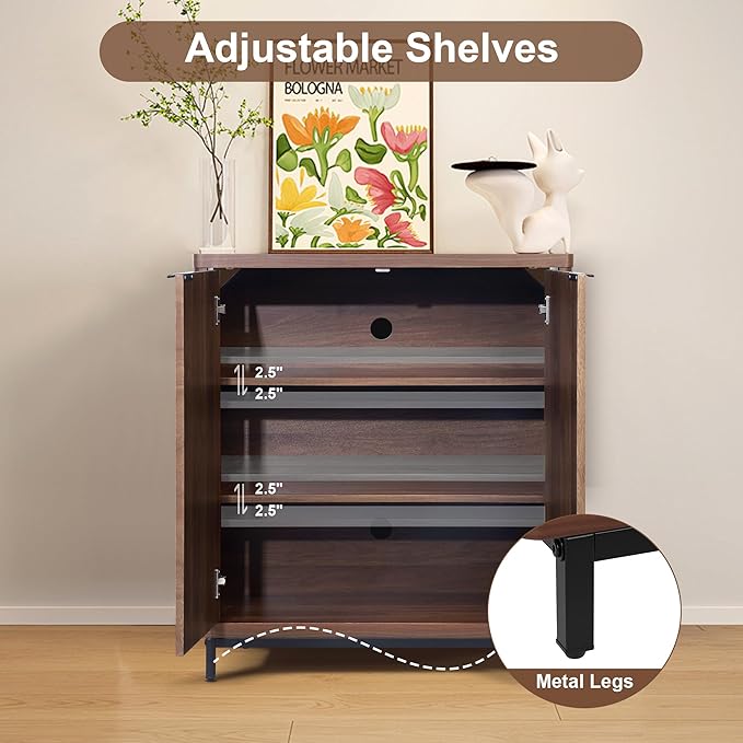 Buffet Cabinet with Storage Accent Sideboard Modern Credenza with 2 Doors & 3 - Image 7