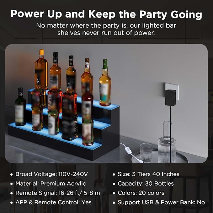 Dethan 3 Tier 48 Inch Liquor Bottle Display Shelf - Image 4