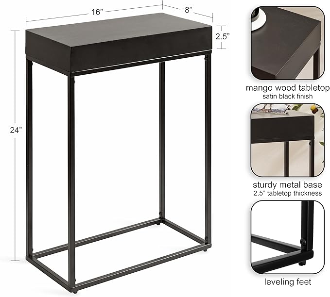 Kate and Laurel Karlsen Modern Wood and Metal Narrow Side Table; 16 x 8 x 24; - Image 3