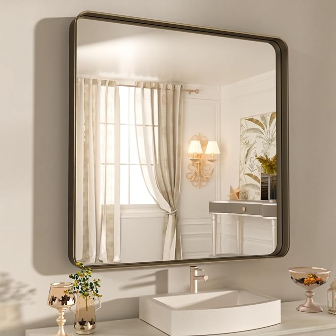 WEER 36x30 Inch Bronze Bathroom Mirror by WEER