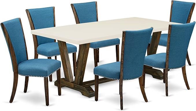 East West Furniture V727VE721-7 7 Piece Dining Room Table Set Consist of a by EastWestFurniture