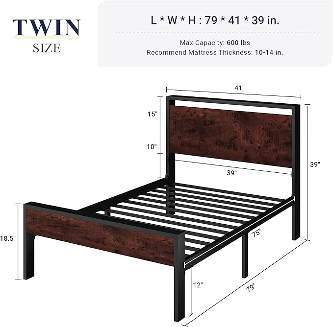 Allewie Twin Size Platform Bed Frame - Image 2