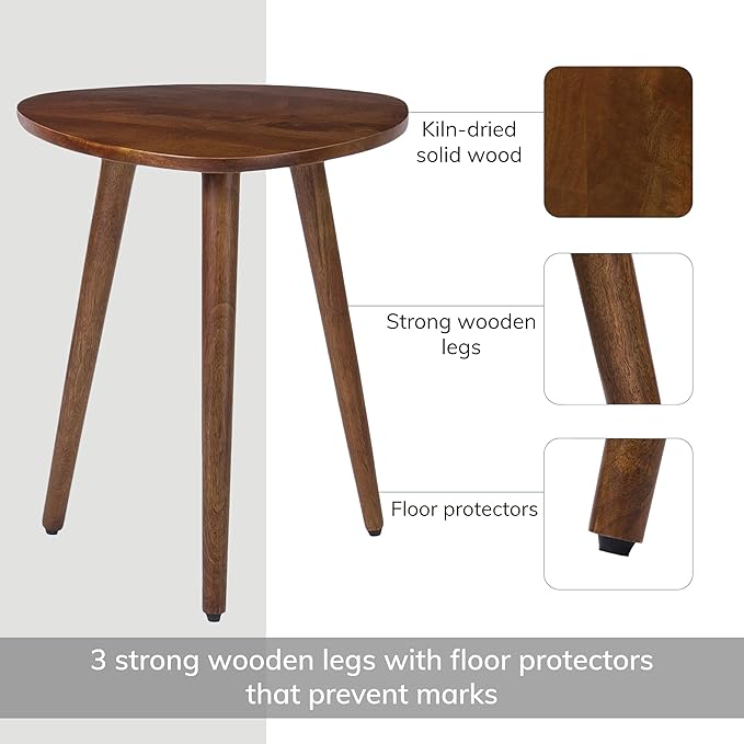 MH London Tri Pin Side Table I Handmade Natural Mango Wood, Naturally Moisture - Image 4