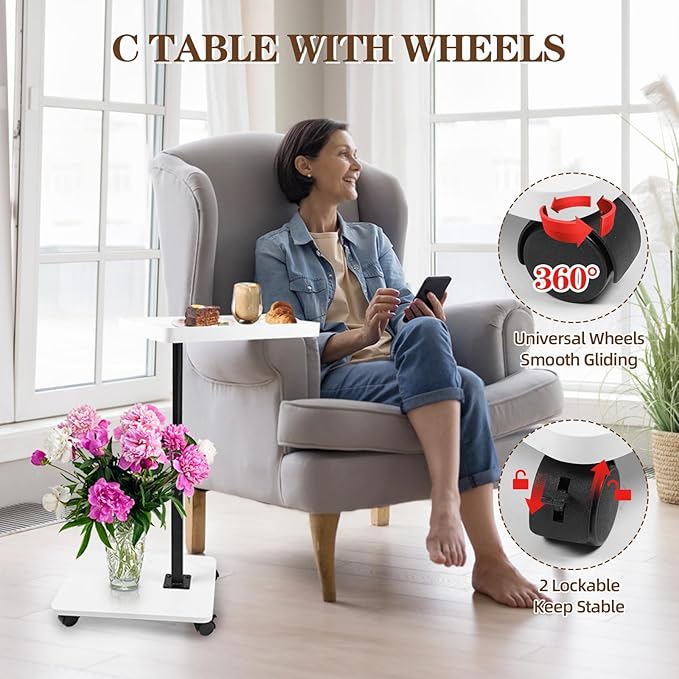 C Table Side Table End Table Adjustable Height，C Shaped End - Image 7