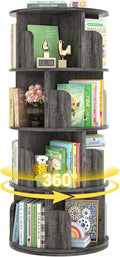 Rotating Bookshelf, Wood Corner Bookshelf, 360 Display Spinning Bookcase by Besiost
