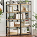 FATORRI Bookshelf, 5 Tier Industrial, Tall Etagere Bookcase, Rustic Wood and by FATORRI