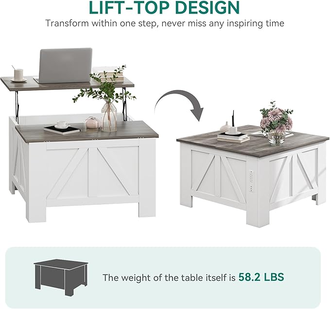 YITAHOME Farmhouse Lift Top Coffee Table - Image 5