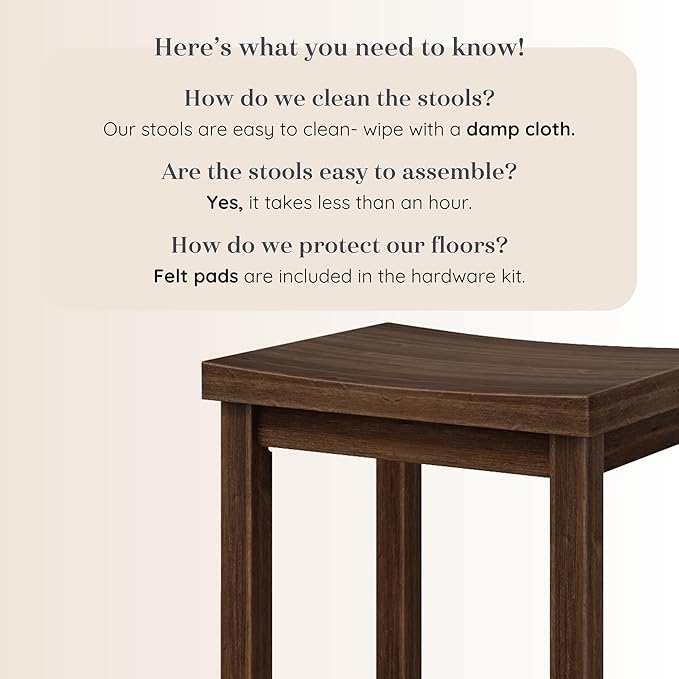 Grain & Grove Smith Collection Solid Wood Counter Height Bar Stool, 24-Inch - Image 5