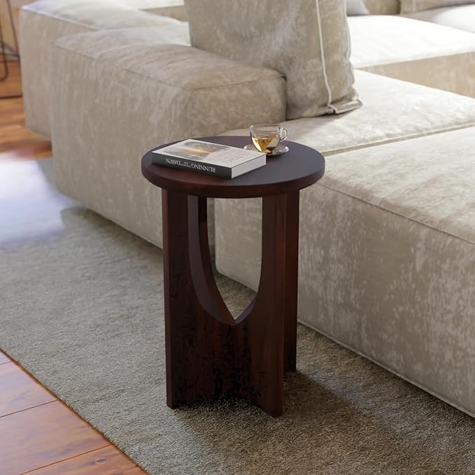 Relso Stupa Solid Wood End Table – 22" Tall Round Side Table by Relso