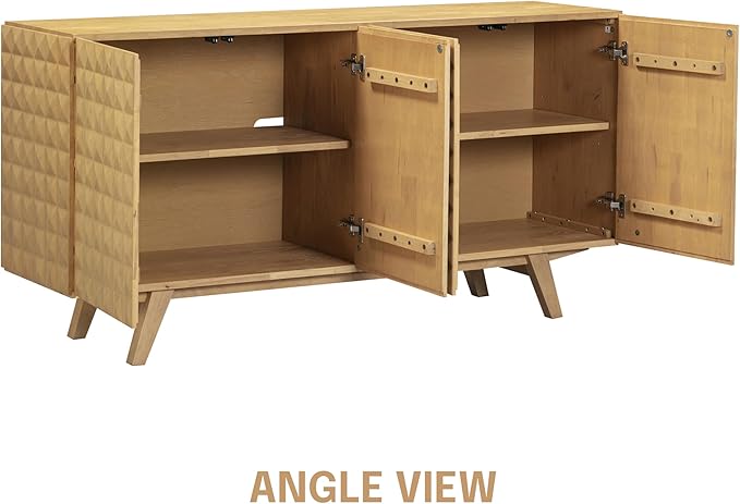 NTC Sapa Mid-Century Modern Solid Wood Sideboard – 4-Door Accent Buffet Cabinet - Image 8