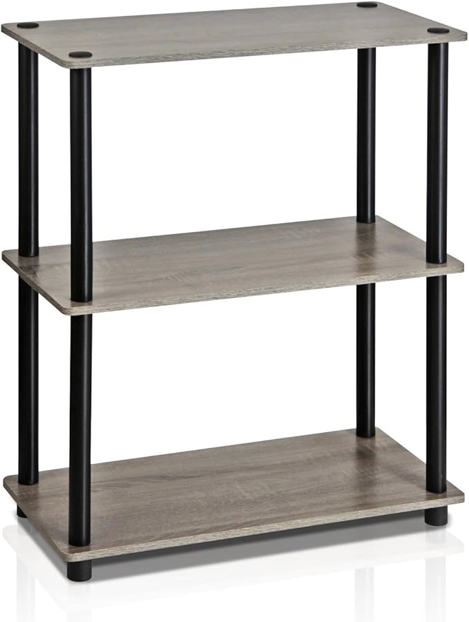 Furinno Turn-N-Tube Display Rack, 3-Tier Single, French Oak Grey/ Black - Image 4