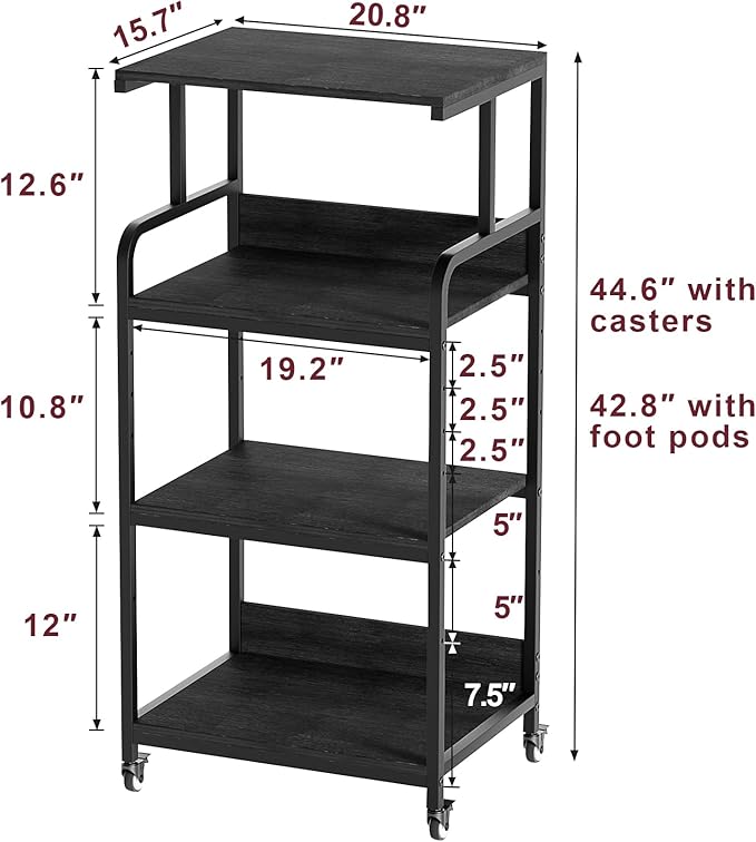 4 Tier Printer Stand with Storage Shelf, Large Tall Printer Table - Image 2