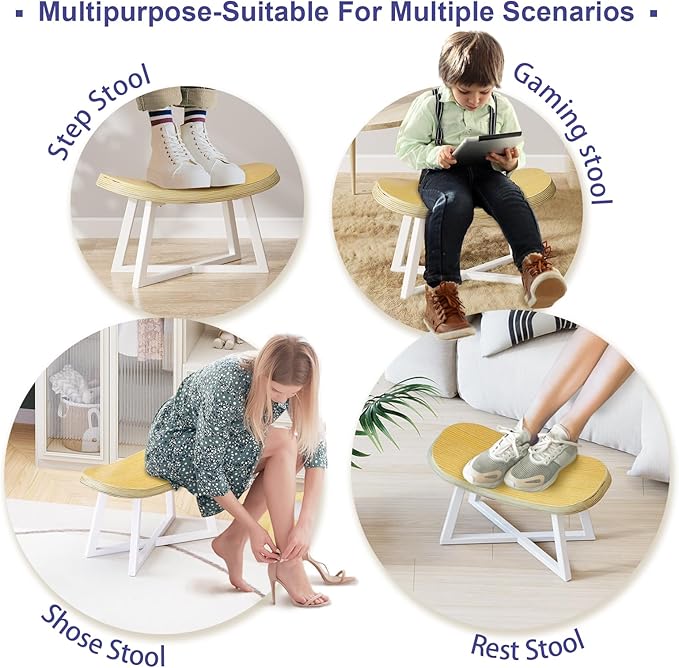 Wooden Step Stool，Foot Rest for Adult&Children, Short Stool for Under Desk - Image 6