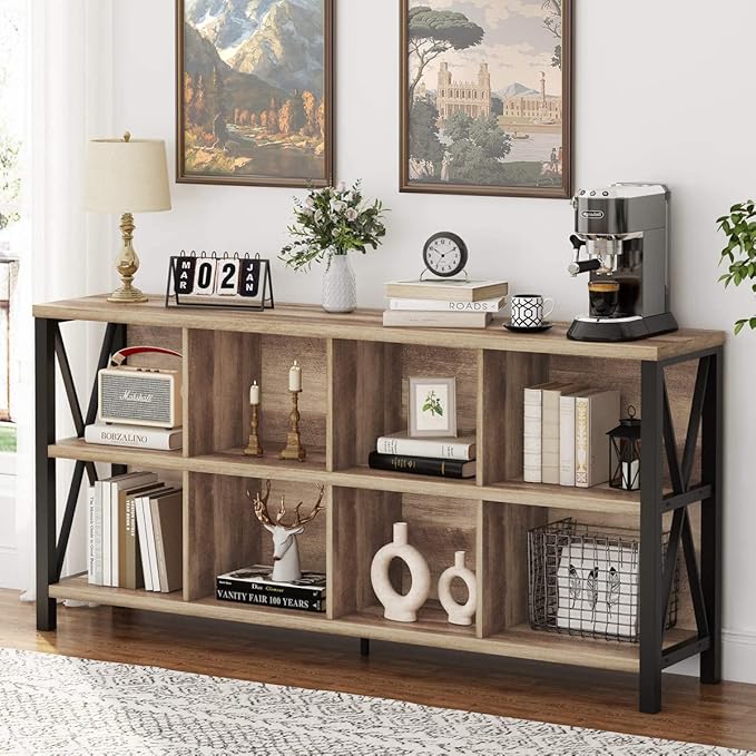 FATORRI 8 Cube Storage Organizer Bookshelf, Rustic Wood Cubby Bookcase by FATORRI
