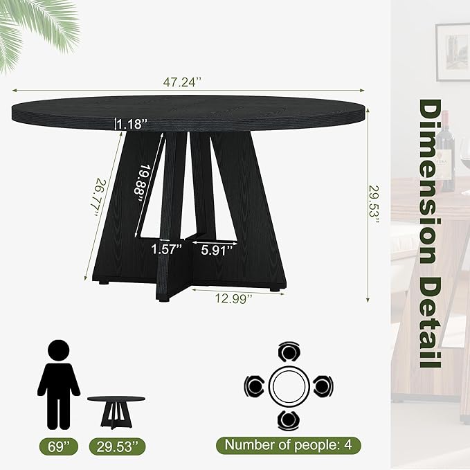 NicBex 47-Inch Round Dining Table - Image 2