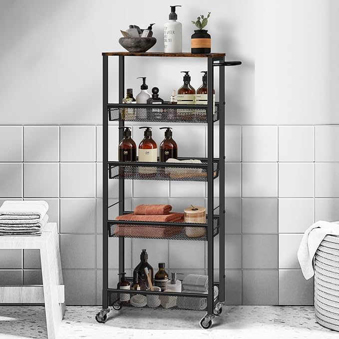 MOOACE Slim Storage Cart, 5 Tier Kitchen Rolling Carts - Image 7