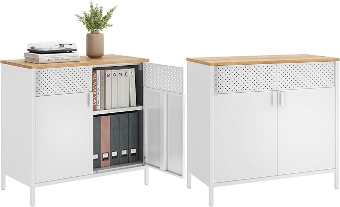 SONGMICS Set of 2 Storage Cabinets, Metal Cabinet, Sideboard by SONGMICSbySONGMICSHOME
