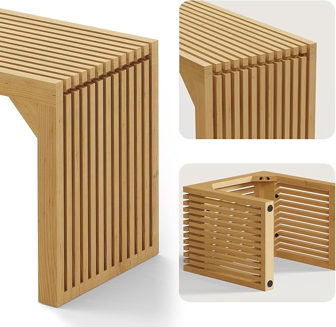 ROOMTEC 18" Dining Bench, Indoor Wood Bench - Image 4