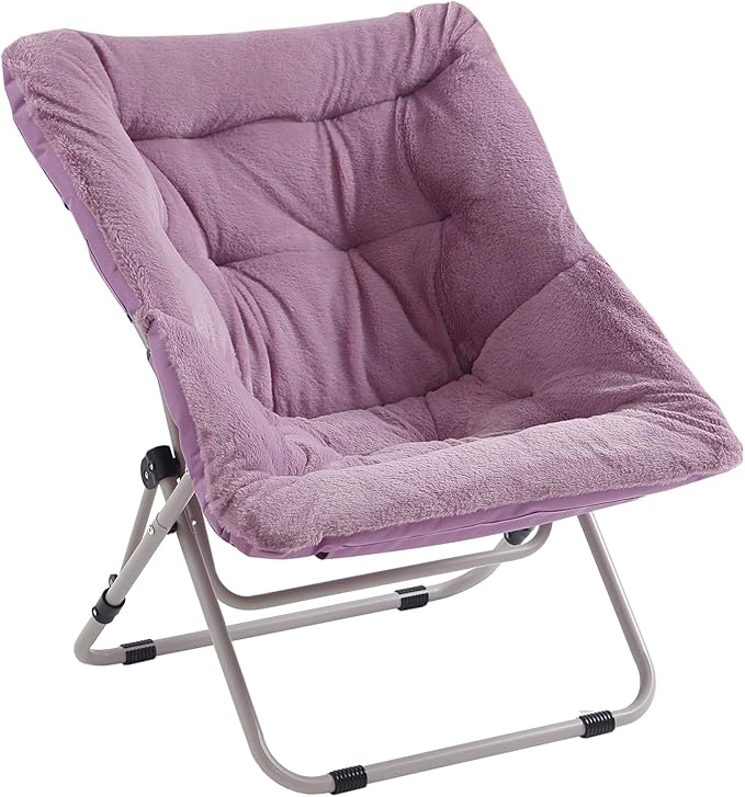 Tiita Comfy Folded Chair, Soft Faux Fur Oversized Folding Accent Chair by TiitaHome