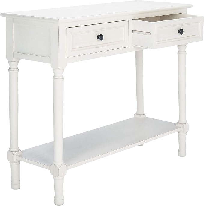 Safavieh Home Collection Tate Distressed White 2-Drawer Bottom Shelf Console - Image 5