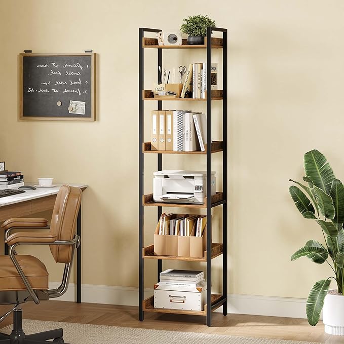 Rolanstar Bookshelf, 6-Tier Storage Rack, Narrow Corner Bookshelf, Display - Image 5
