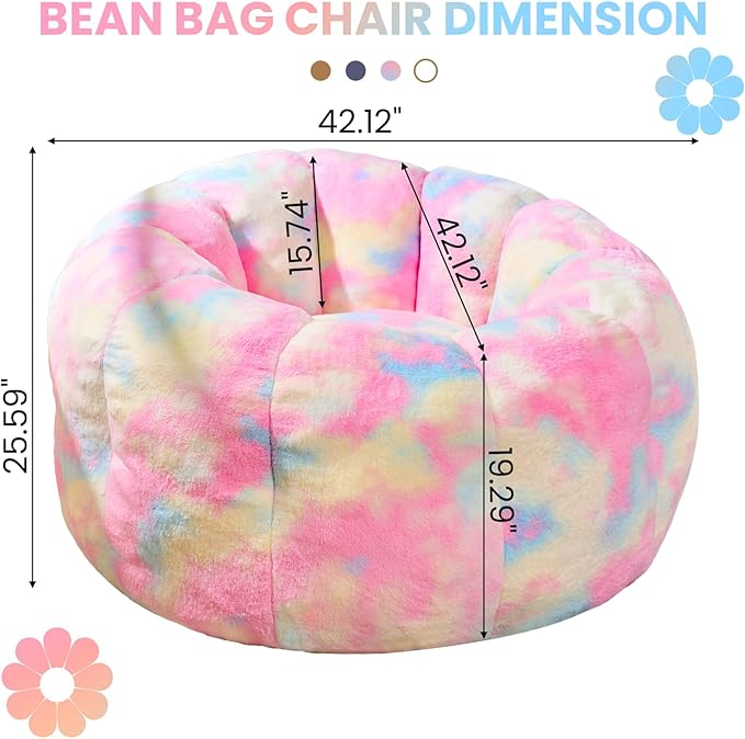 Giant Bean Bag Chair, Faux Fur Adult Chair - Image 2