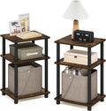 Furinno Just 3-Tier Turn-N-Tube End Table, Amber Pine/Black by Furinno-FitsYourSpaceFitsYourBudget