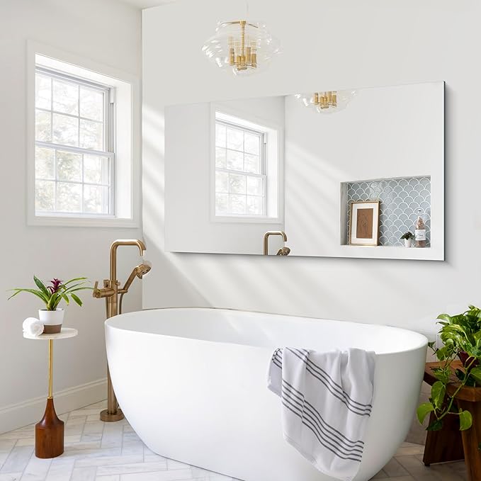 Frameless Mirror, 30x55 Inch Rectangle Bathroom Mirrors - Image 3