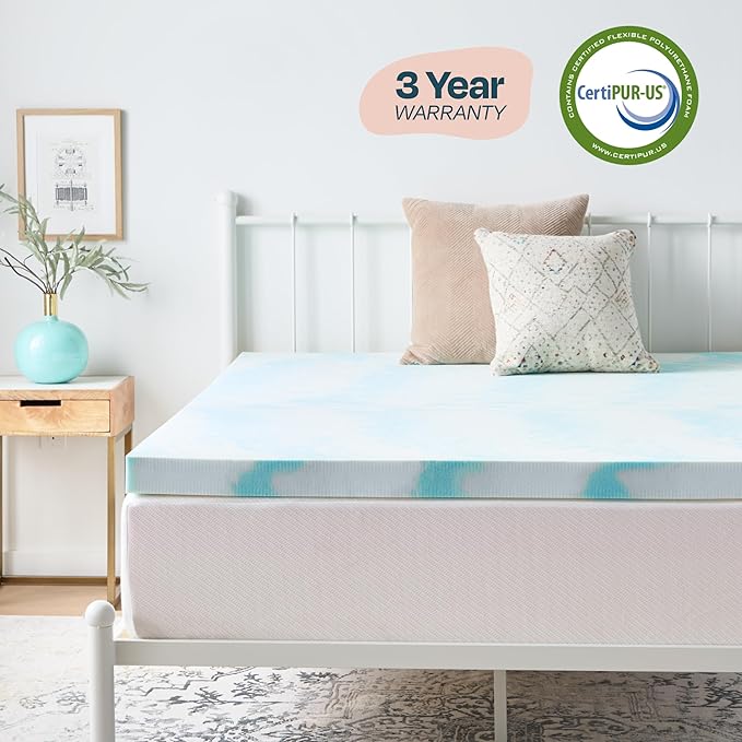 Linenspa 3 Inch Gel Swirl Memory Foam Mattress Topper – Cooling Gel Infused – - Image 5