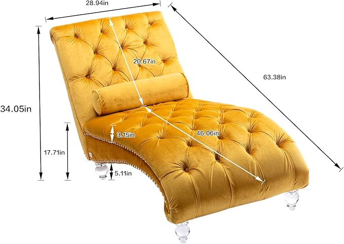 HomSof Modern Armless Velvet Chaise Lounge Indoor Chair - Image 2