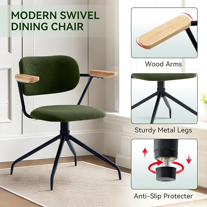 Modern Swivel Dining Chairs Set of 2 - Image 3