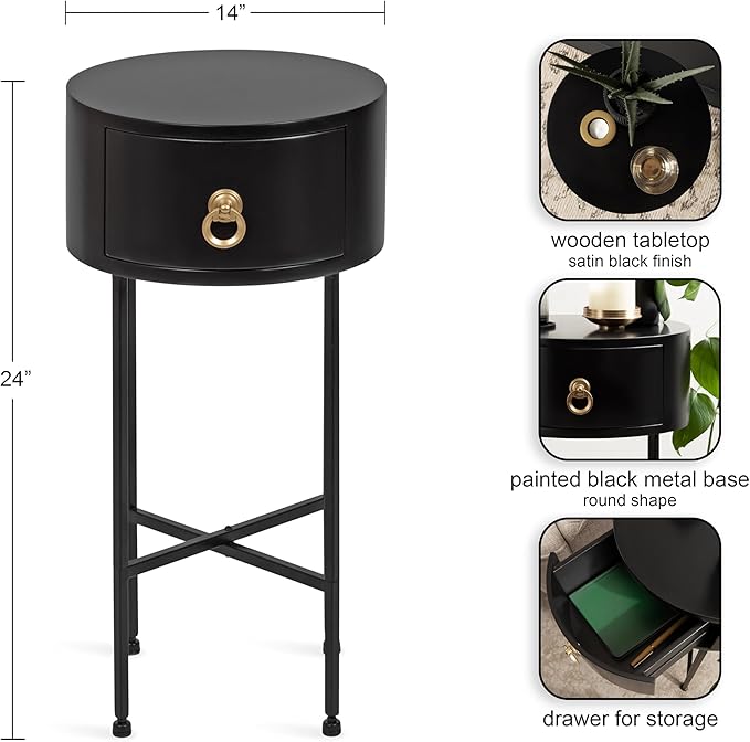 Kate and Laurel Decklyn Decorative Glam Round Side Table, Modern Circle Living - Image 3