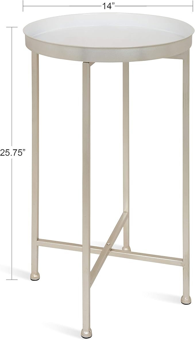 Kate and Laurel Celia Round Metal Foldable Tray Accent Table - Image 3