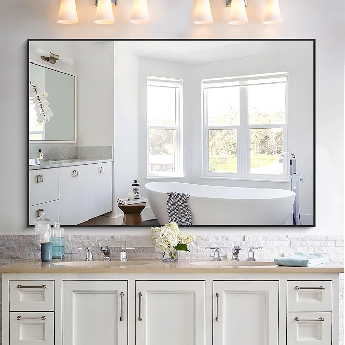 KOCUUY Black Bathroom Mirror, 55x36 Large Wall Mirror - Image 4