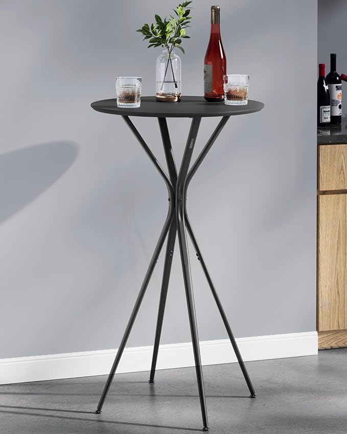 VASAGLE Bar Table, Round Cocktail High Top Pub Bistro Table by VASAGLEbySONGMICSHOME