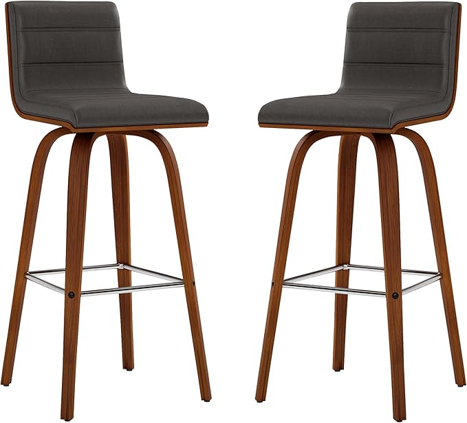 Vienna 30" Swivel Bar Stool in Walnut Wood Finish - Image 12