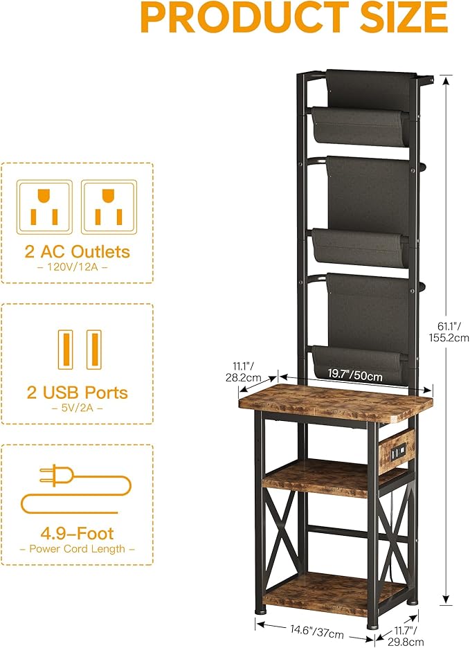 Record Player Stand with Power Outlet, 6 Tier Vinyl Record Display Shelf - Image 2