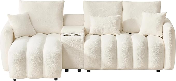 92-Inch Teddy Boucle Tufted Sofa Couch - Image 5
