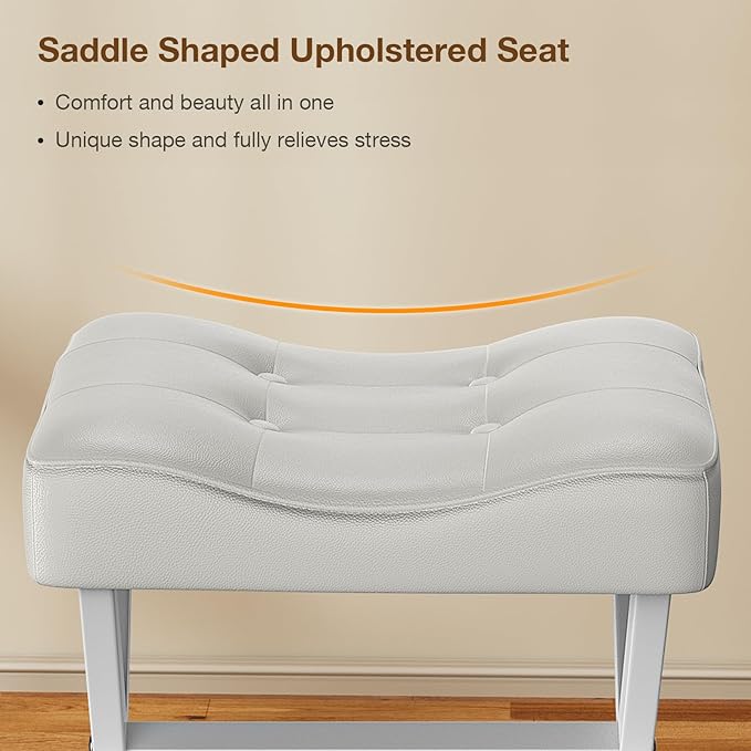 18-Inch Large Leather Vanity Stool, Vanity Chair - Image 4