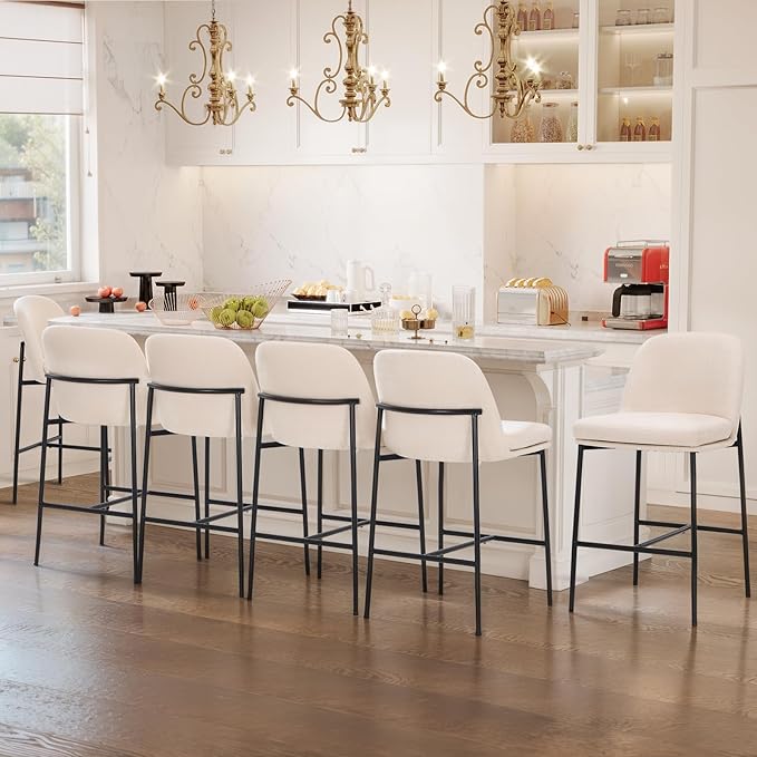 COLAMY Counter Height Bar Stools Set of 6, 25 Inch Modern Fabric Kitchen Island - Image 3