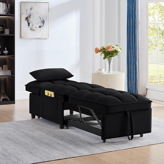 KEIKI Velvet Single Convertible Sleeper Chair Sofa Bed - Image 2