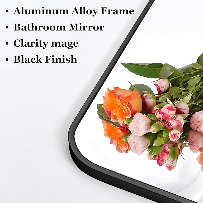 30" x 48"Bathroom Mirror, Matte Black Wall Mirror - Image 3