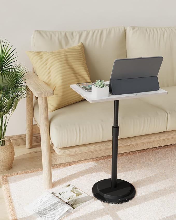 Small Side Table, Height Adjustable Nightstand, Square Indoor Metal Plant Stand - Image 4