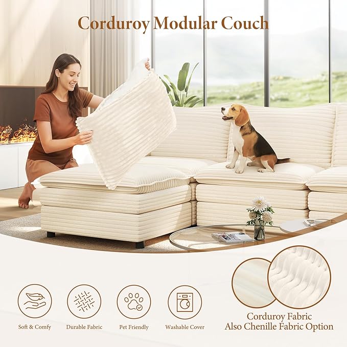 Vesgantti 142" Cloud Couch Sectional Modular Sofa, Comfy Sectional Couch - Image 6
