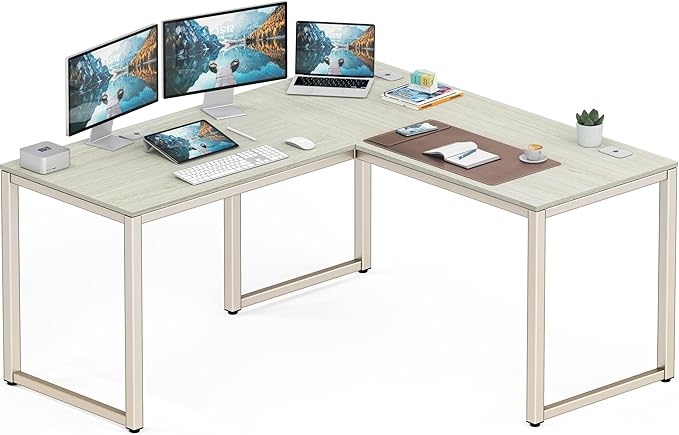 SHW 55 x 60 Inches Commercial-Grade L-Shape Corner Office Computer Desk by SHW