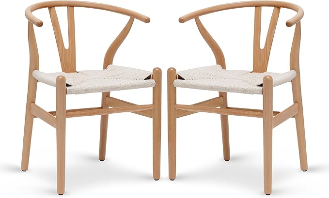POLY & BARK Weave Dining Chairs – Mid-Century Modern Wishbone Dining Chairs by POLYBARK