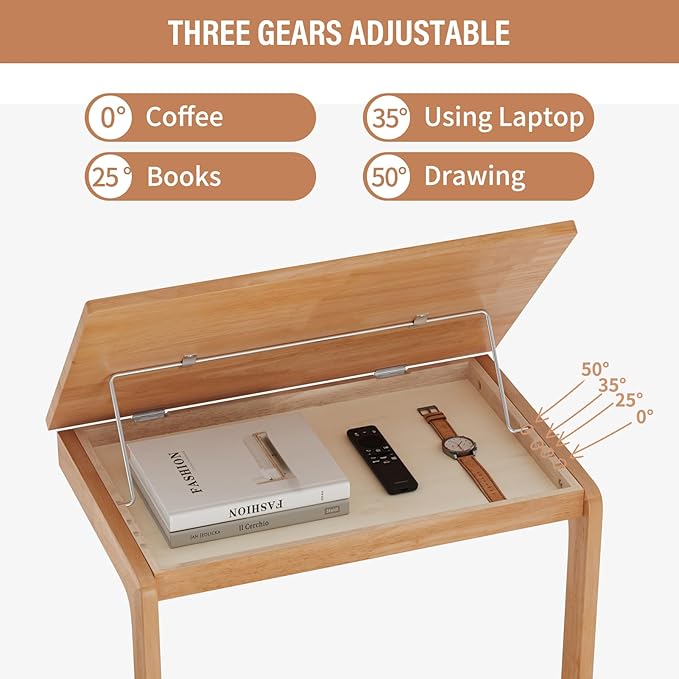 CozyDH Adjustable C Shaped End Table, Rolling Side Table Solid Wood TV Sofa - Image 4