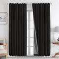 Joydeco Natural Linen Curtains 96 inch Length 2 Panels Set Burg 100% Blackout by JOYDECO
