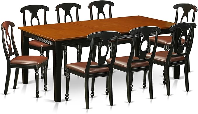 East West Furniture QUKE9-BCH-LC 9 Piece Dining Table Set Includes a Rectangle by EastWestFurniture